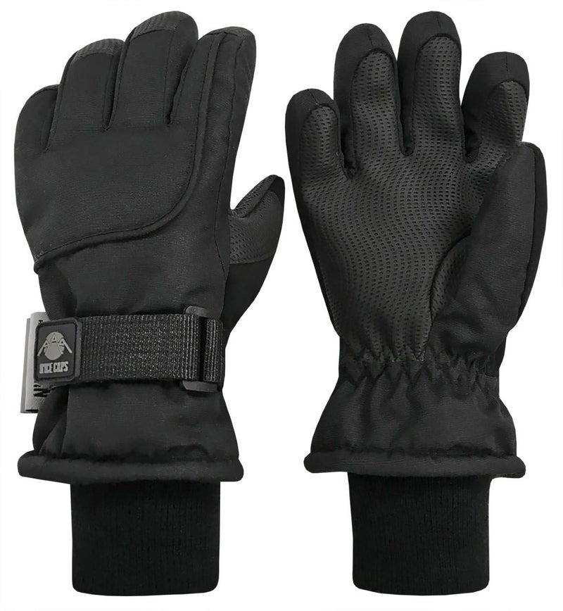 N'Ice Caps Kids Waterproof Winter Thinsulate Warm Gloves (Black - 100 Gram Thinsulate, 5-6 Years) - Image 1